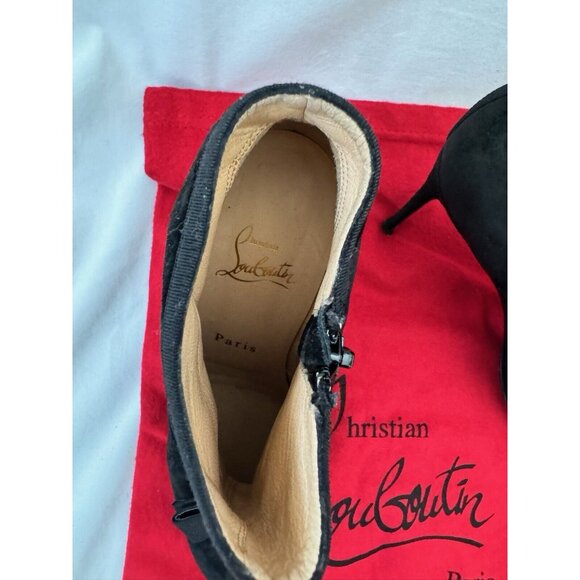 Christian Louboutin Women's  Ankle Boots Pump Round Toe With Bow  Black Size 36 - Picture 5 of 12